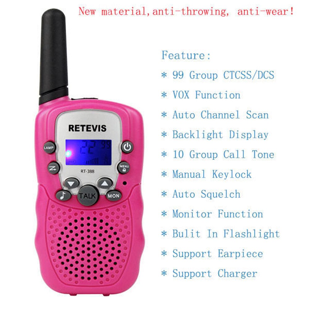 RT388 pratique enfants talkie-walkie 2 pièces Mini Radio bidirectionnelle PMR FRS lampe de poche de noël jouet talkie-walkie pour les enfants