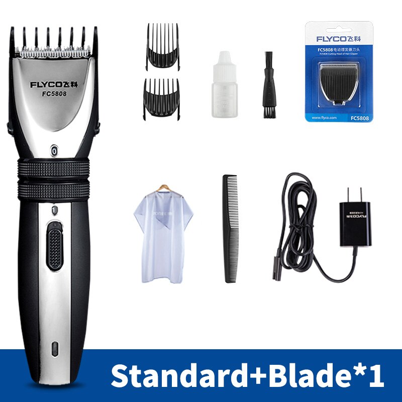 Flyco Hair Clipper Rechargable Tondeuse Cheveux Trimmer for Men Beard cortadora de pelo 2pcs Nozzles FC5808 Shaver: Add spare blade