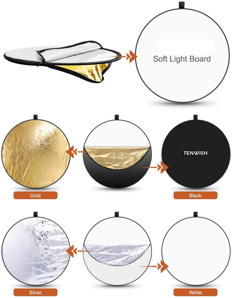 TENWISH 43 zoll/110cm 5in1 Multi Rabatt Fotografie Studio Foto Faltbare Licht Reflektor tragbare foto Rabatt w/tragetasche