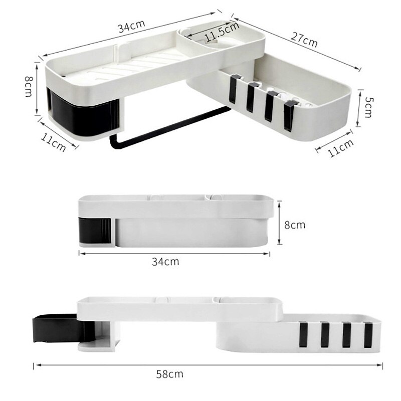 1pc hoek douche plank badkamer shampoo douche plank houder keuken opbergrek organizer wandgemonteerde badkamer organizer