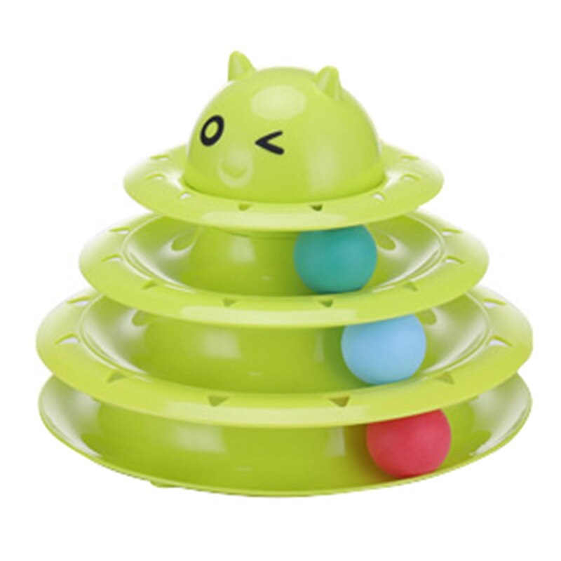 Intelligens plast sød bold fad kat træningsforsyning bold disk tredobbelt legetøj spille kat interaktiv sjov pladespiller