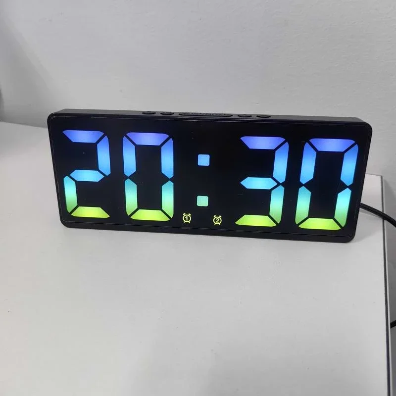 Spraakbesturing Digitale wekker Temperatuur Snooze Nachtmodus Desktop Tafelklok 12/24H Anti-storen Functie LED Klokken Horloge
