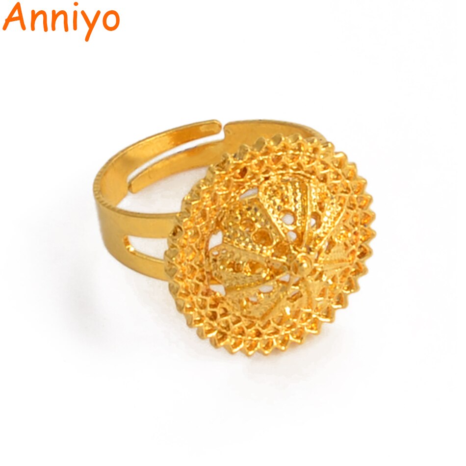 Anniyo Ethiopische Ring Gratis Grootte Voor Vrouwen Meisjes Goud Kleur Eretrian Verstelbare Ringen Meisjes Sieraden Afrikaanse #220606