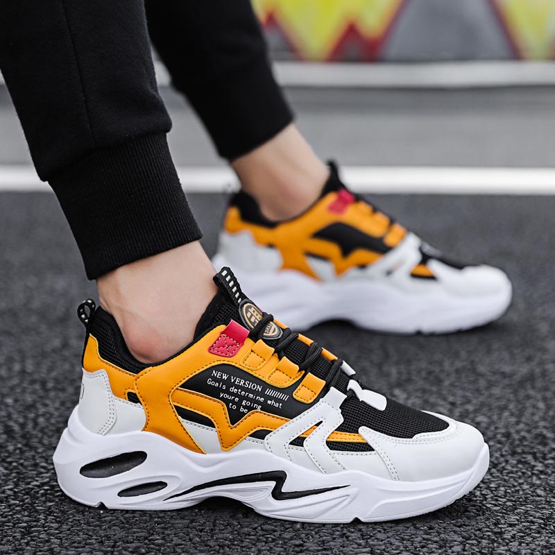 Platform Summer Men's Sport Shoes Tennis Man Sports To Run Shoes Men Sneakers Male Trainers White Orange Chausure Jogging E-463
