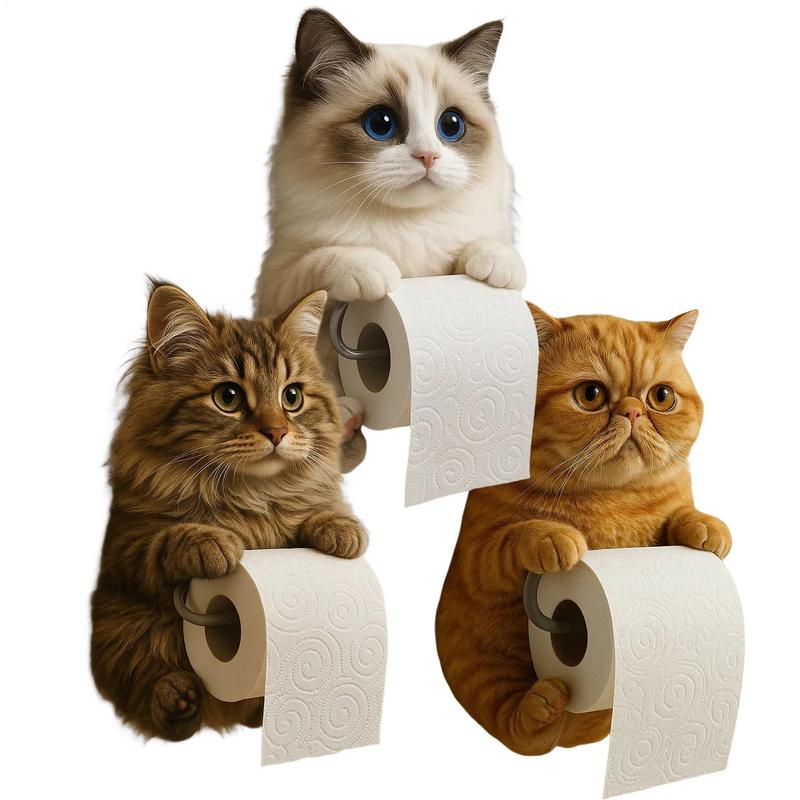 Toiletpapirholder til katte harpiks vægmonteret badeværelse toiletpapirholder køkkenrulleholder sød dispenser værelsesindretning