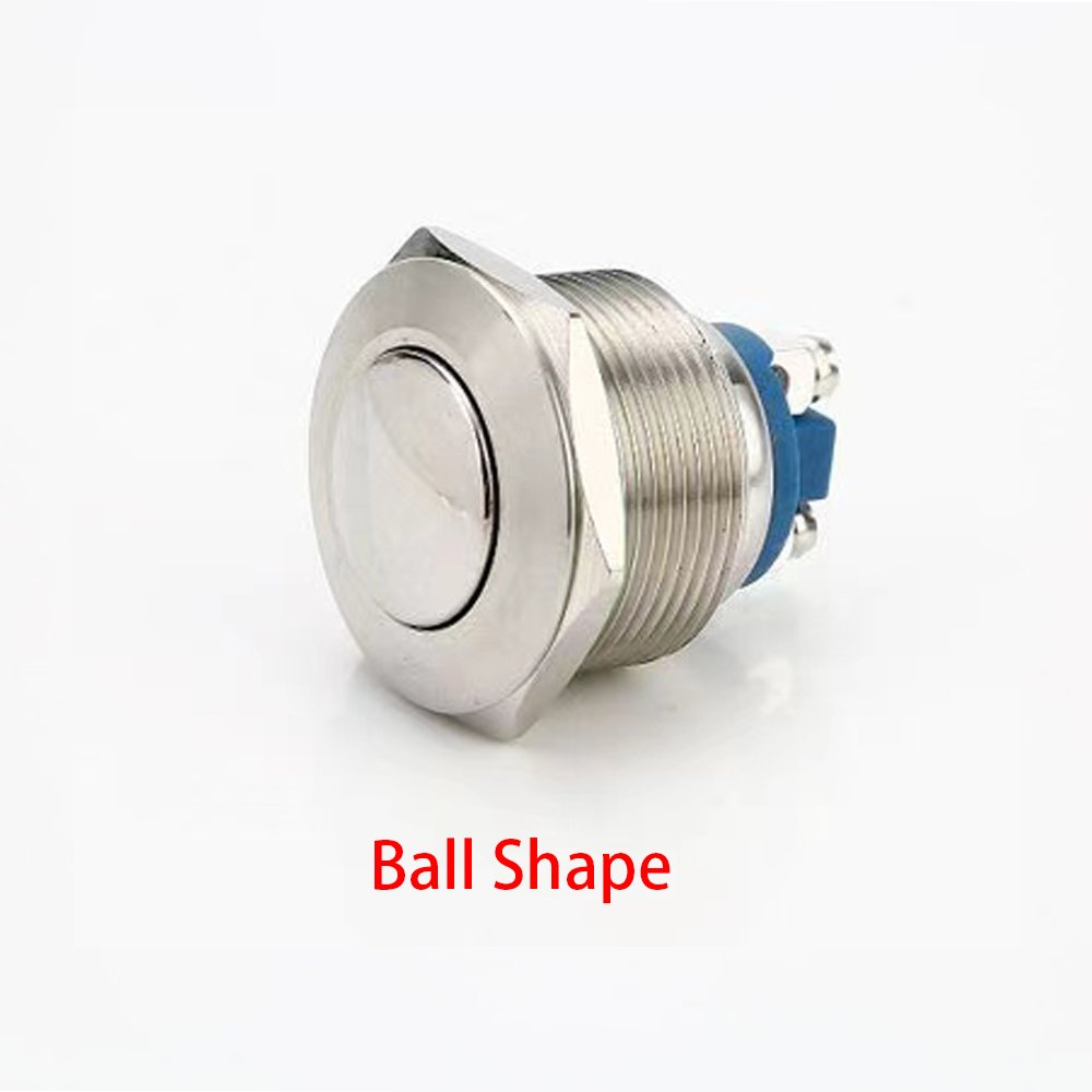 Momentary Push Button Start Stop Power Switch Metal Without Fixation Backlit Connected Electrical On Off High Flat Ball Round: Blue