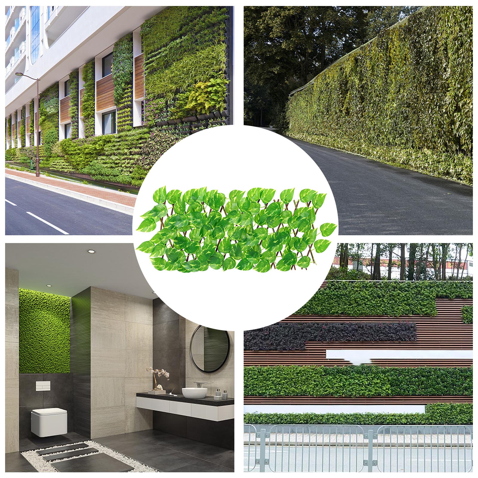 Retractable Fence Artificial Privacy Fence Wood Vines Climbing Frame Gardening Plant Home Garden Decorations