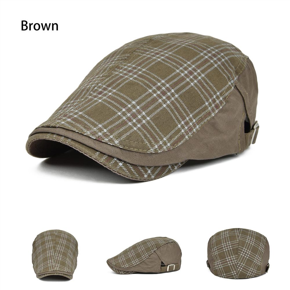 Voboom duckbill ivy casual barets hattar unisex sommar basker kepsar för män kvinnor justerbara märke bekväma plädkappar 026: Brun