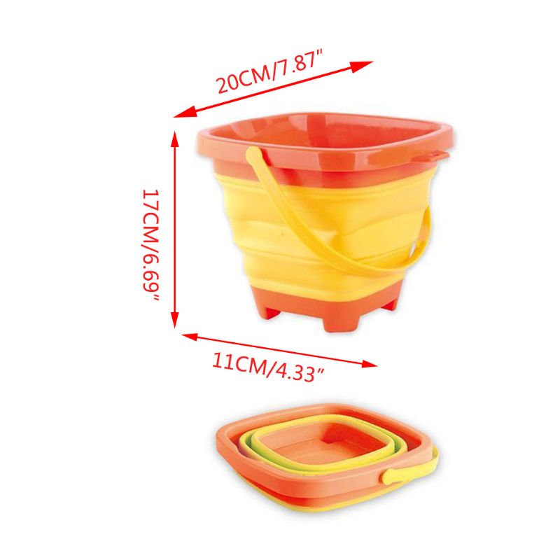 Portable Children Beach Bucket Sand Toy Foldable Collapsible Plastic Pail Multi Purpose Summer Party Playing Storage