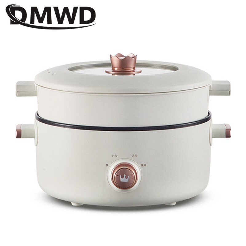 DMWD 3L Multifunction Electric Cooker Mini Skillet Non-stick Food Steamer Frying Boiling Stewing Pot Pot Noodles 220V