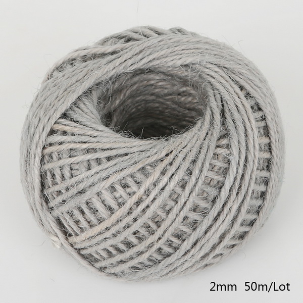 50Meters Multi Colors Natural Burlap Hessian Jute Twine Cord Hemp Rope String 2mm Box String Cord Wedding Tags Decoration: Light Grey