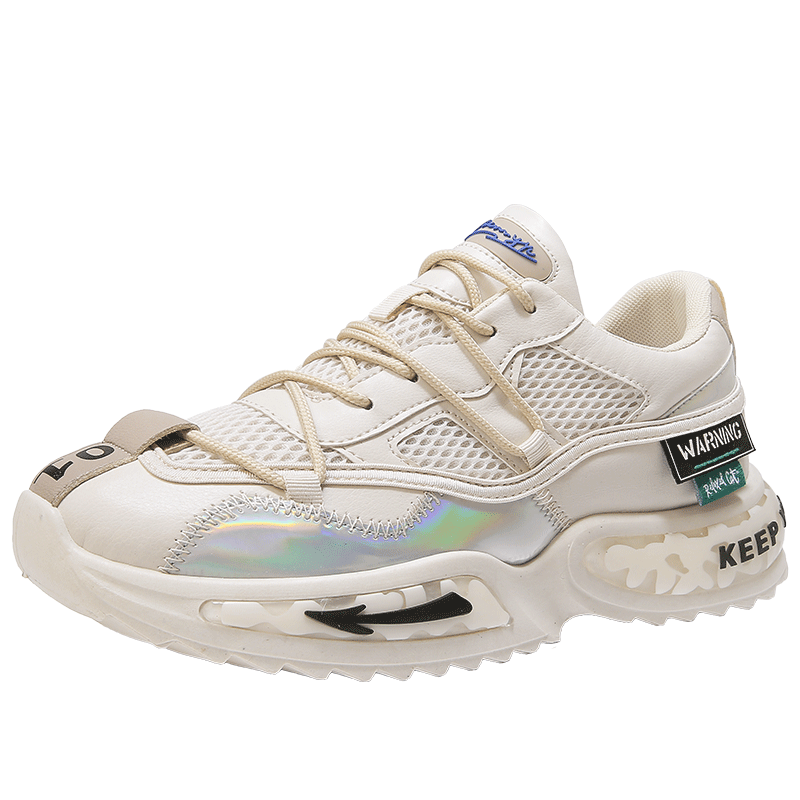 Forår åndbare lædersneakers til mænd fritidssko lette udendørs walking sportssko blød ydersål mænd krasovki: Beige / 7