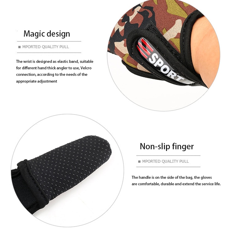 Guantes de pesca transpirable antideslizante portátil pulgar índice dedo Protector herramienta al aire libre ciclismo pesca derecha pesca guantes de pesca