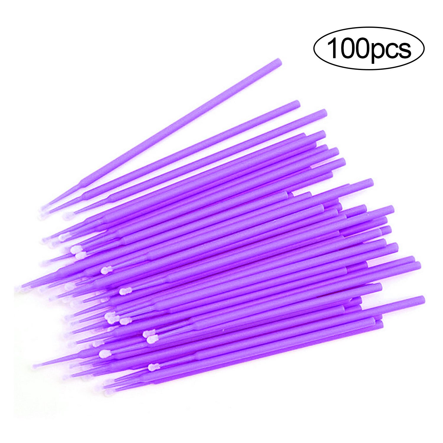 100 Stuks Wegwerp Wimper Micro Borstels Cleaning Wattenstaafjes Microbrush Applicator Wands Voor Wimper Extension Verwijderen Gereedschap: Dark Purple