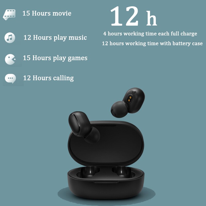 Xiaomi redmi airdots 2 øretelefoner trådløs bluetooth 5.0 oplader in-ear stereo bas øretelefoner ture trådløse øretelefoner ai kontrol