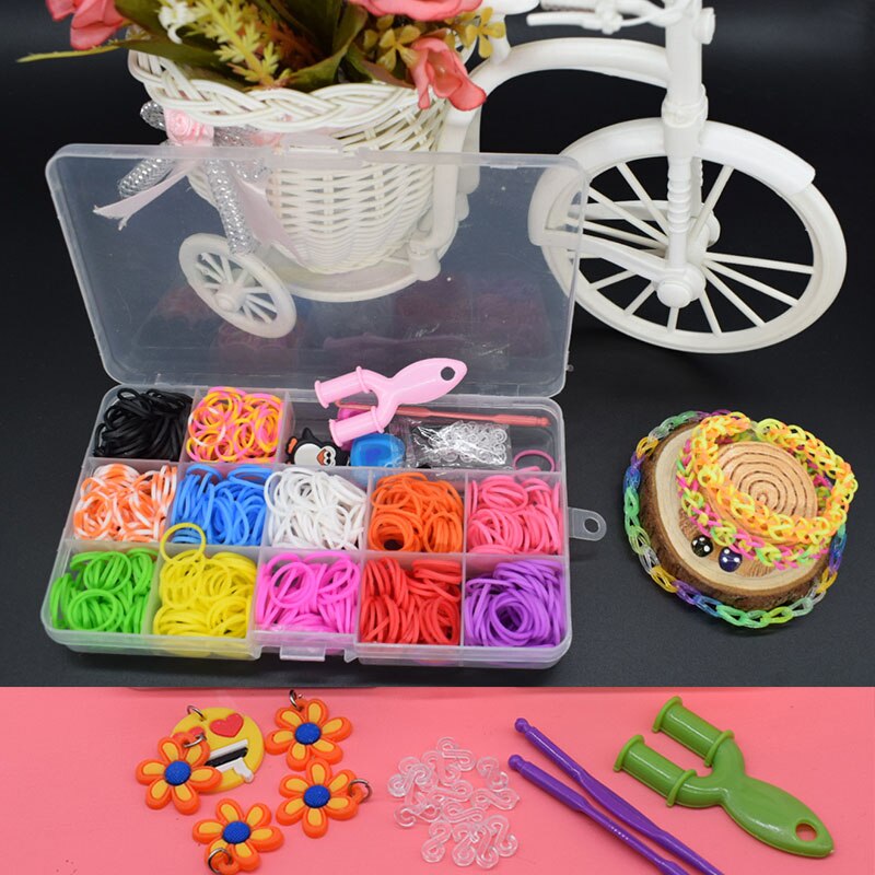 600 stuks elastiekjes voor meisjes, voor kinderen, elastiekjes om te weven, veterarmbandjes, speelgoed, kauwgom voor armbanden, doe-het-zelf materiaalset: 02