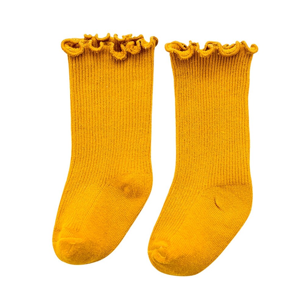 Kleinkind Baby Mädchen Baumwolle Socken, Warme Nahtlose Einfarbig betroffen Rüschen Besatzung Socken für Jungen Mädchen 0-5Jahre: Blau / 3-5Y