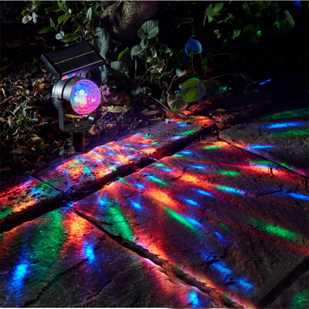 Zonne-energie Led Podium Verlichting Colour Changing Revolving Led Spotlight Tuin Voor Party Kerst Thuis Ktv Bruiloft Lamp