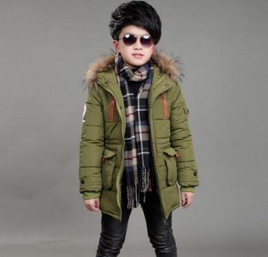 Chaquetas de invierno para niños, Parkas de plumón para niños de 5 a 15 años, abrigos con capucha, prendas de vestir de invierno con Cuello de piel