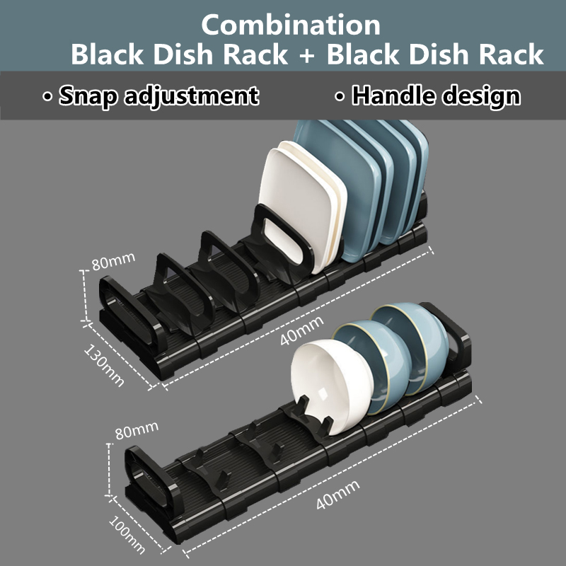 Kitchen Dish Drainer Drawer Bowl Drying Rack Organizer Cabinet Drawer Plate Holder Adjustable Dish Drying Rack over The Sink: DARK GRAY