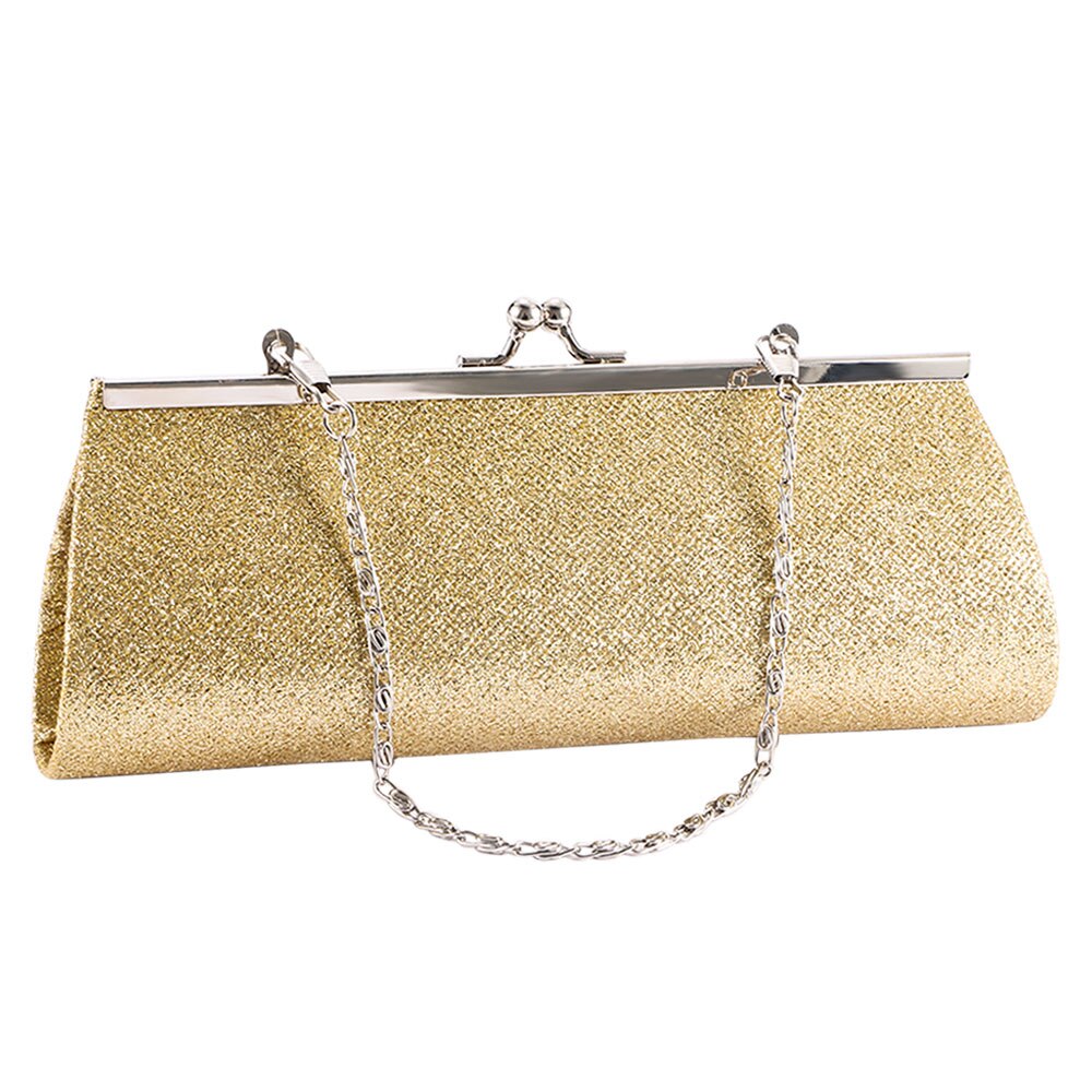 Bolso de mano de noche para mujer, bolsa de mano con purpurina brillante, de noche con cadena para bolso de mano, boda, banquete, bolso de hombro: gold