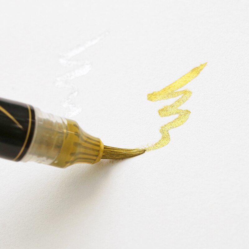 Pentel XGFH-X Metal Color Gold Sliver Brush Pen Soft Head Pen for Writing Signing Wedding Signature Calligraphy Brushes