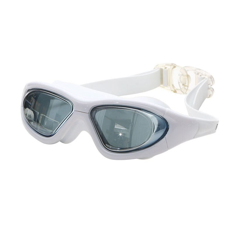 Gafas de natación graduadas para miopía, lentes ópticos de silicona para piscina, antiniebla, impermeables, para hombres y mujeres: White