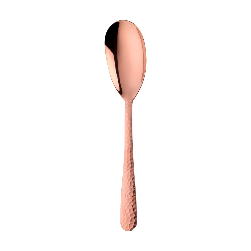 Grote Opscheplepel Vork 12Inch Goud Salade Servers Eetlepel Roestvrij Staal Rose Goud Eettafel Gereedschap Keukengereedschap: Rose Gold-Spoon