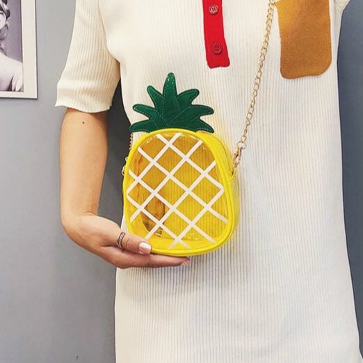 Monederos modernos, transparentes, con forma de piña, con cadena, para mujer