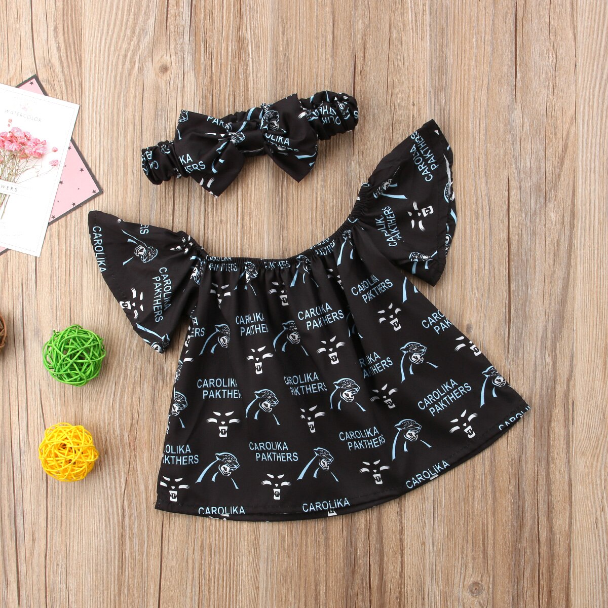 Newborn Baby Girls Floral Off Shoulder T-shirt Tops+headband Outfit Clothes