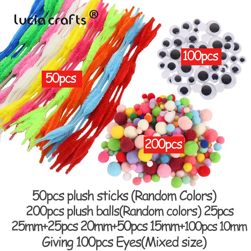 Pomponer / chenille wire / googly øjne diy håndlavede børn legetøj hjem fest indretning gratis  m0205: Stil 9