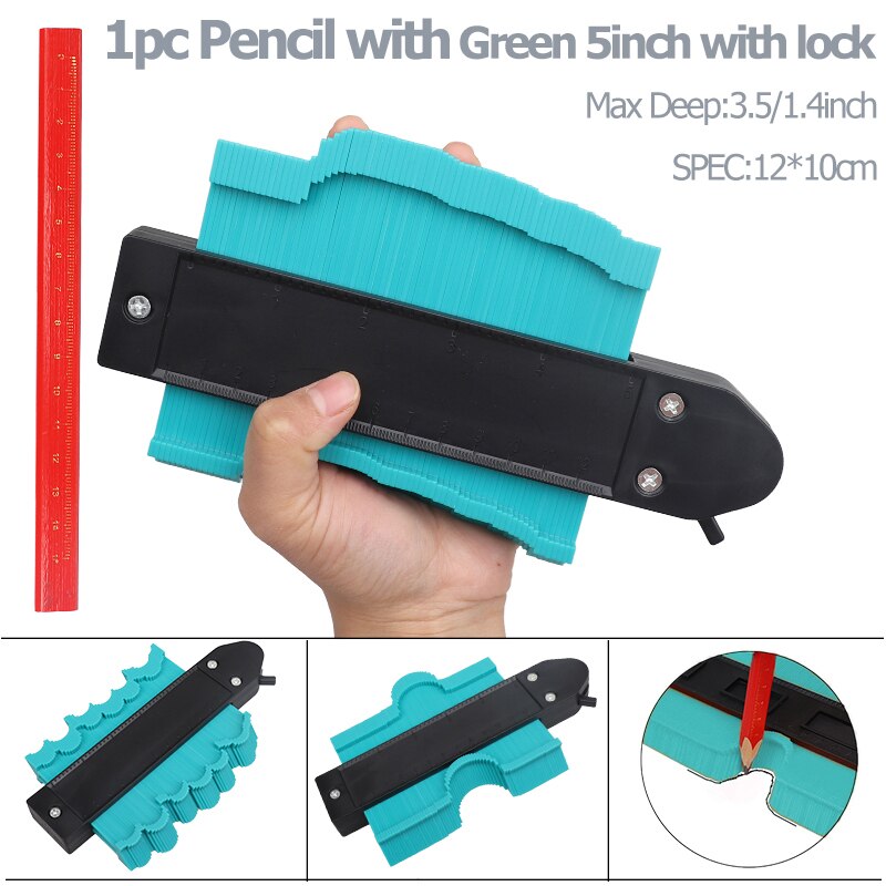 5/10 inch Multi-functional Contour Profile Gauge Laminated Tiles Tiles Edge Shaping Wood Measure Ruler Contour Gauge Duplicator: 12cm B pencil