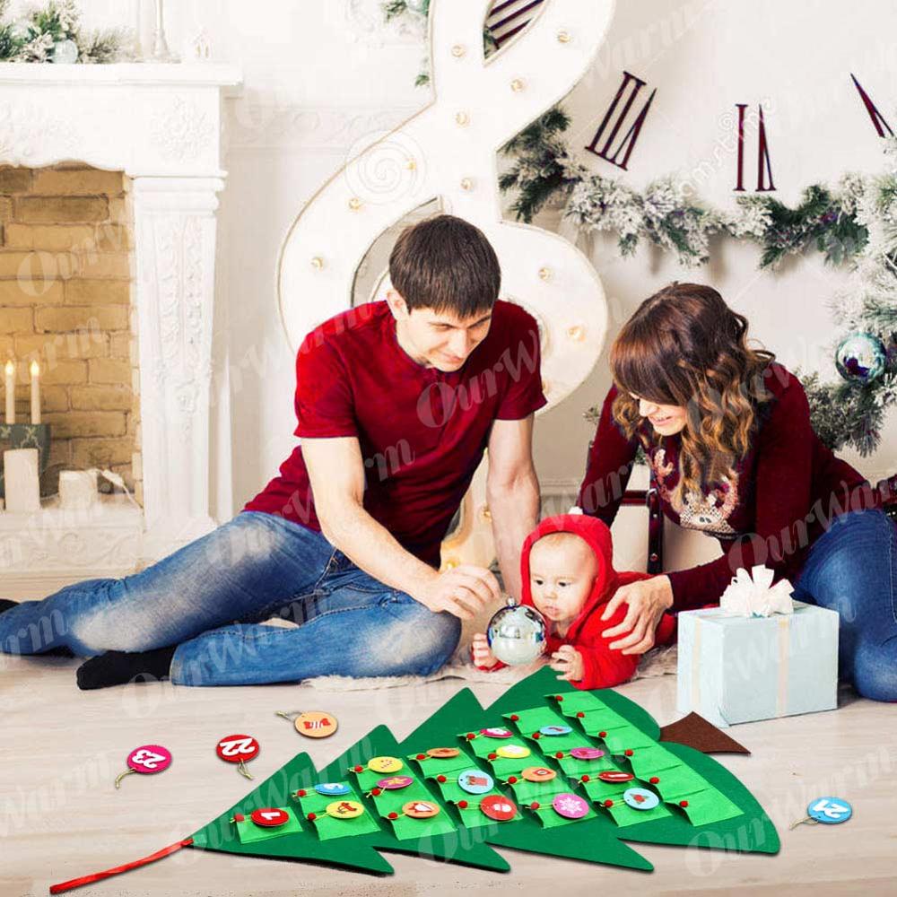 Christmas Advent Calendar Pouch DIY Countdown Calendar Flip Pattern and Numbers Wall Hanging Ornament Year Home Decoration