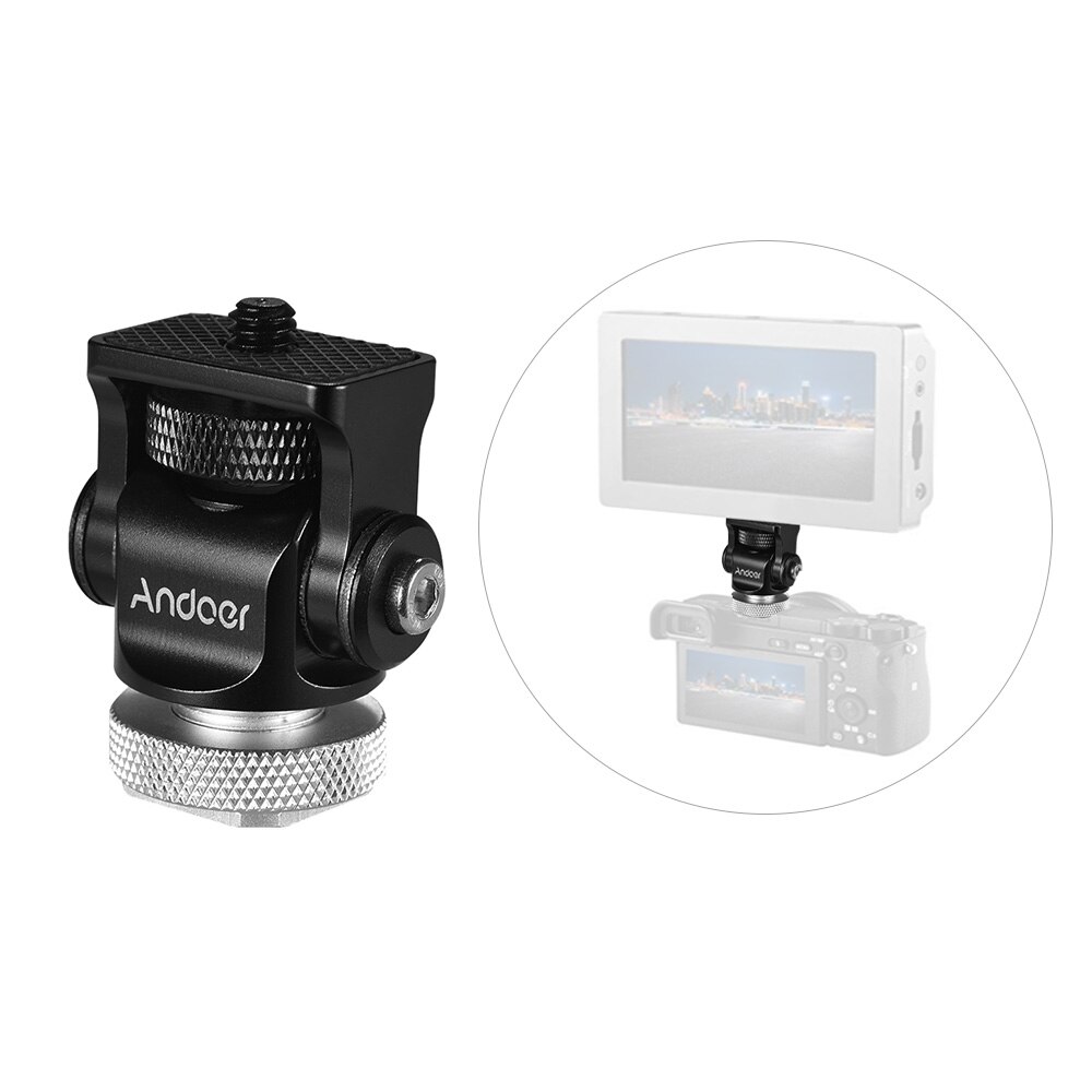 Andoer 180 rotierend Mini Kugelkopf kugelkopf Heißer Blitz Schuh montieren Adapter für DSLR Kamera LED Video Licht Monitor Stativ einbeinstativ