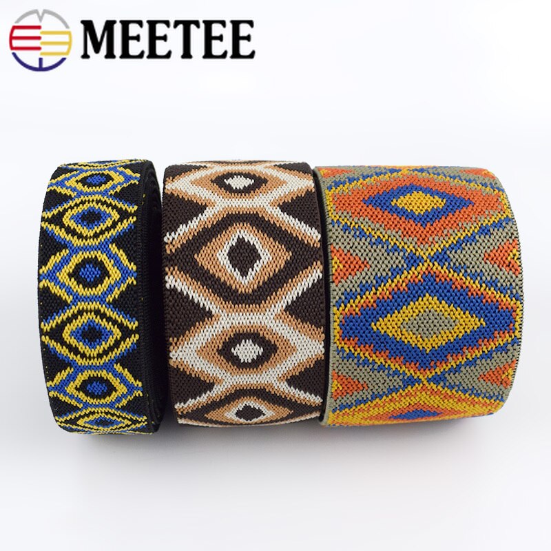 Meetee 2/5M 25/40/50Mm Etnische Polyester Elastische Band Broek Skrit Riem Rubber Lente singels Diy Kleding Strap Naaien Accessoire