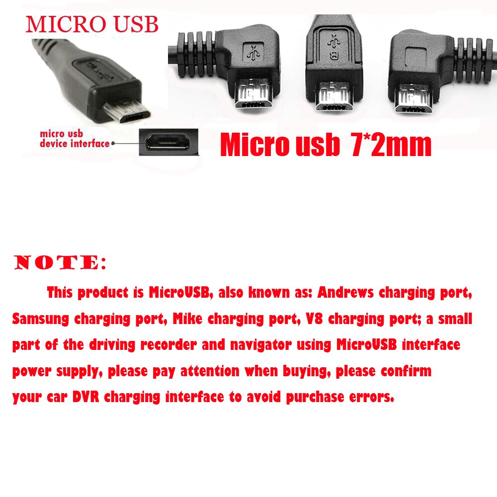 Car Charging curved MICRO USB Extended Cable for70mai xiaoyi mijia 360 Car DVR Camera c,Cable lengh 3.5m ( 11.48ft )