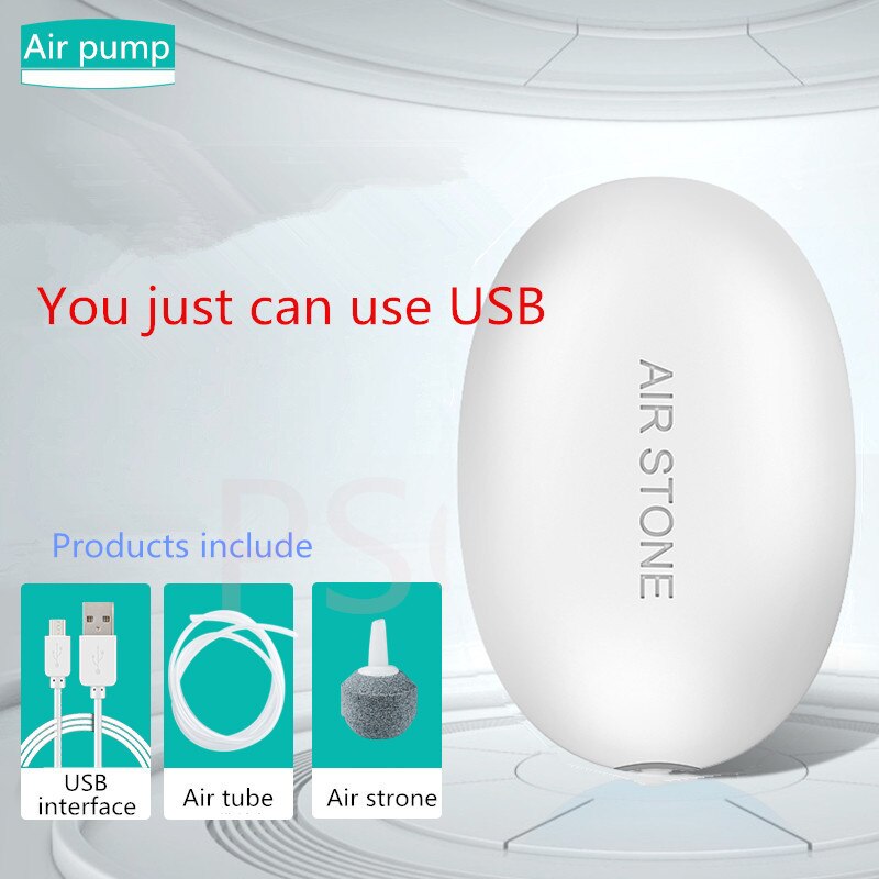 Silent Aquarium Air Pump Fish Tank Oxygen Air Compressor Aerator Aquarium Air Flow Maker Prump For Fish Marine Plant Tank: USB white