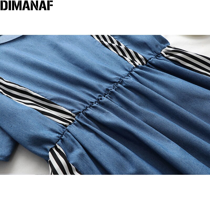 Dimanaf de verano vestido de mujer de gran tamaño a rayas con empalme plisado Vestidos de señora Casual suelto de talla grande ropa femenina vestido de verano