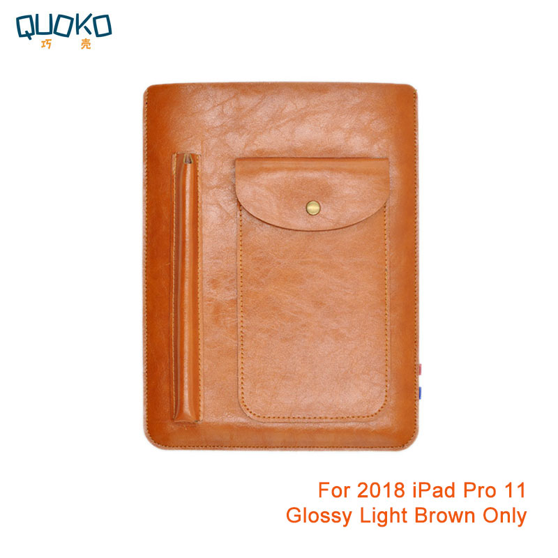 Multi-function ultra-thin super slim sleeve pouch cover,microfiber leather tablet sleeve case for iPad Pro 11 inch: Glossy L-Brown Only