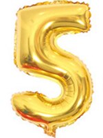 17 inches 40cm balloon Aluminum balloon Birthday party supplies Gold silver balloon Number balloon Gold figures: 5