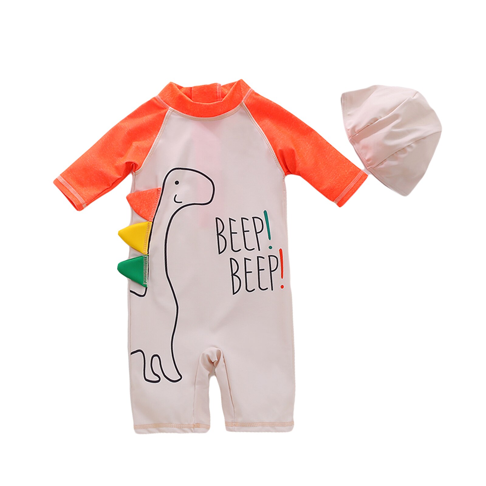 Peuter Jongen Badpak Sets Terug Rits Leuke Cartoon Animal Print Playsuit En Cap Twee Stuk Pak Voor zwemmen Strand