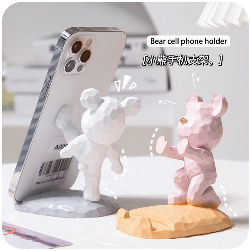 Creatieve Mode Schattige Beer Mobiele Telefoon Houder Desktop Versieren Ornament Meisje Valentijnsdag Aanwezig Stevige Mobiele Telefoon Houder