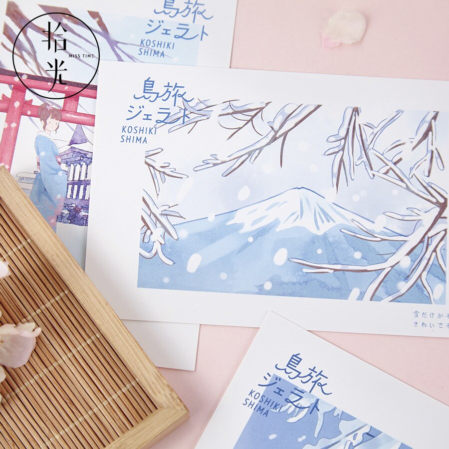 30 unidades/juego de tarjetas postales creativas japonesas con ilustración, Serie de viajes de isla, tarjetas de felicitación, carta de cumpleaños, tarjeta de