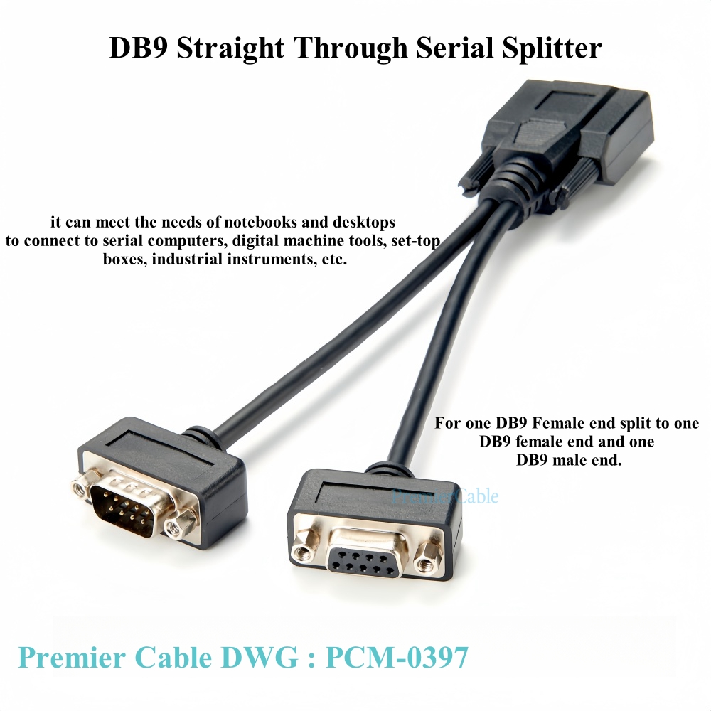CAN Bus DB9 Y Splitter Cable DB9 9 Pin 1 Male 2 Female Straight Through Serial Splitter Adapter CAN Bus Split Cable