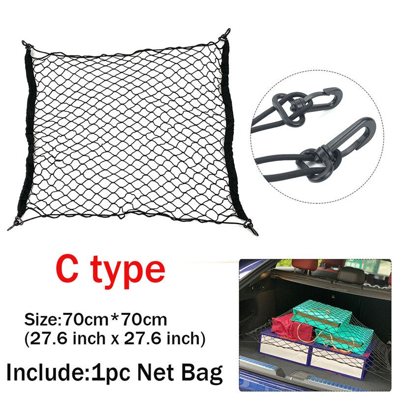 Car Rear Cargo Trunk Storage Organizer Net For Porsche 911 918 Cayenne Macan Panamera Cayman Carrera Boxster: C type 70x70CM