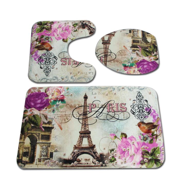 Flannel 3D Print Non Slip 3Pcs/Set Toilet Seat Cover WC Lid Toilet Cover Bathroom Pad Floor Mat Rug Carpet Vloerkleed ZCL512