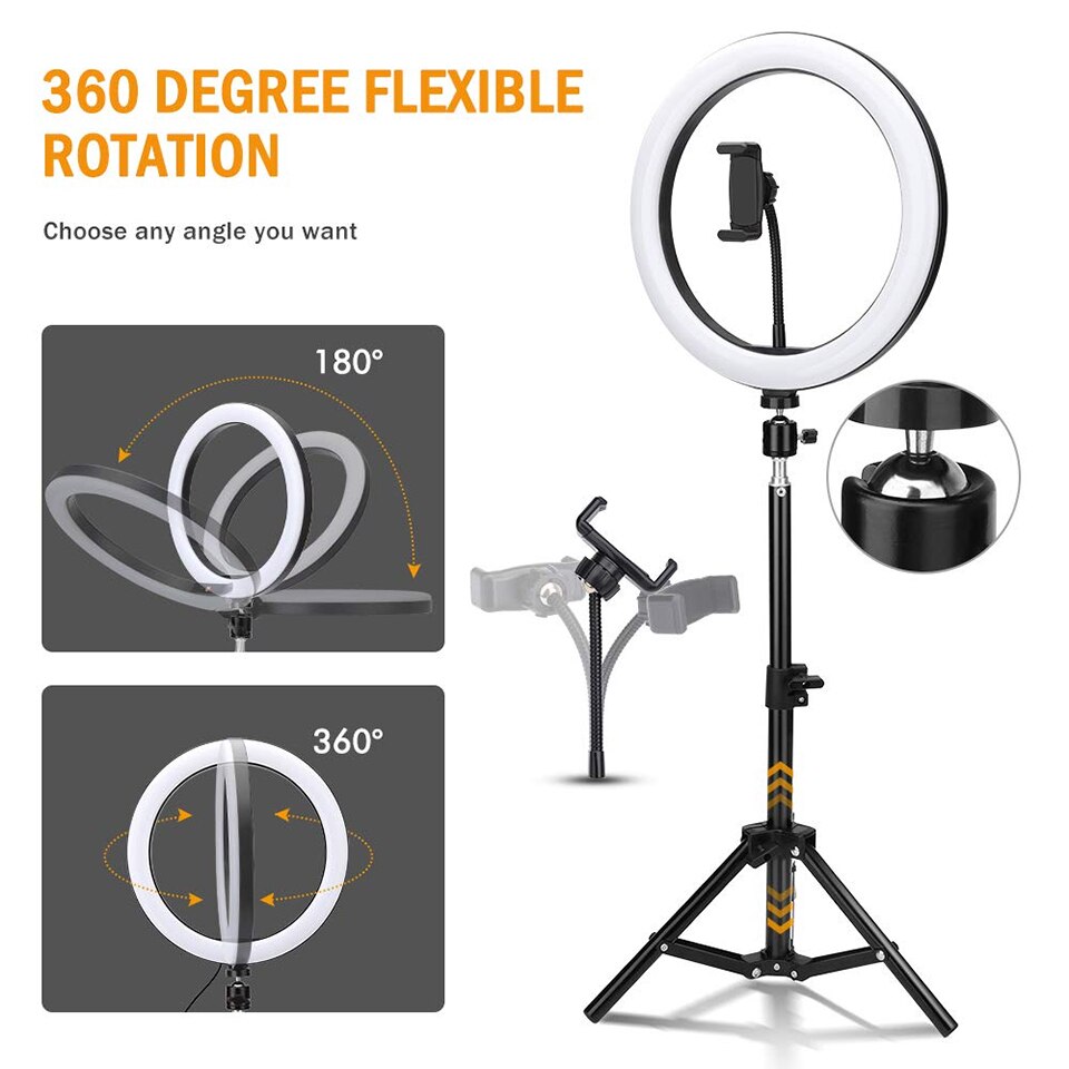 10 Inch Led Ring Licht mit Stativ Felge Ringlight Selfie Foto Runde Ring Lampe Rechts Licht für Smartphone Fotografie Schießen