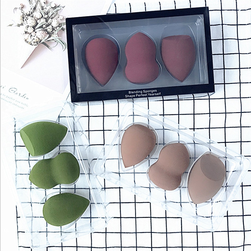 Éponge de maquillage, 3 pièces/boîte grande taille, gourde goutte d'eau, pour mélange de cosmétiques
