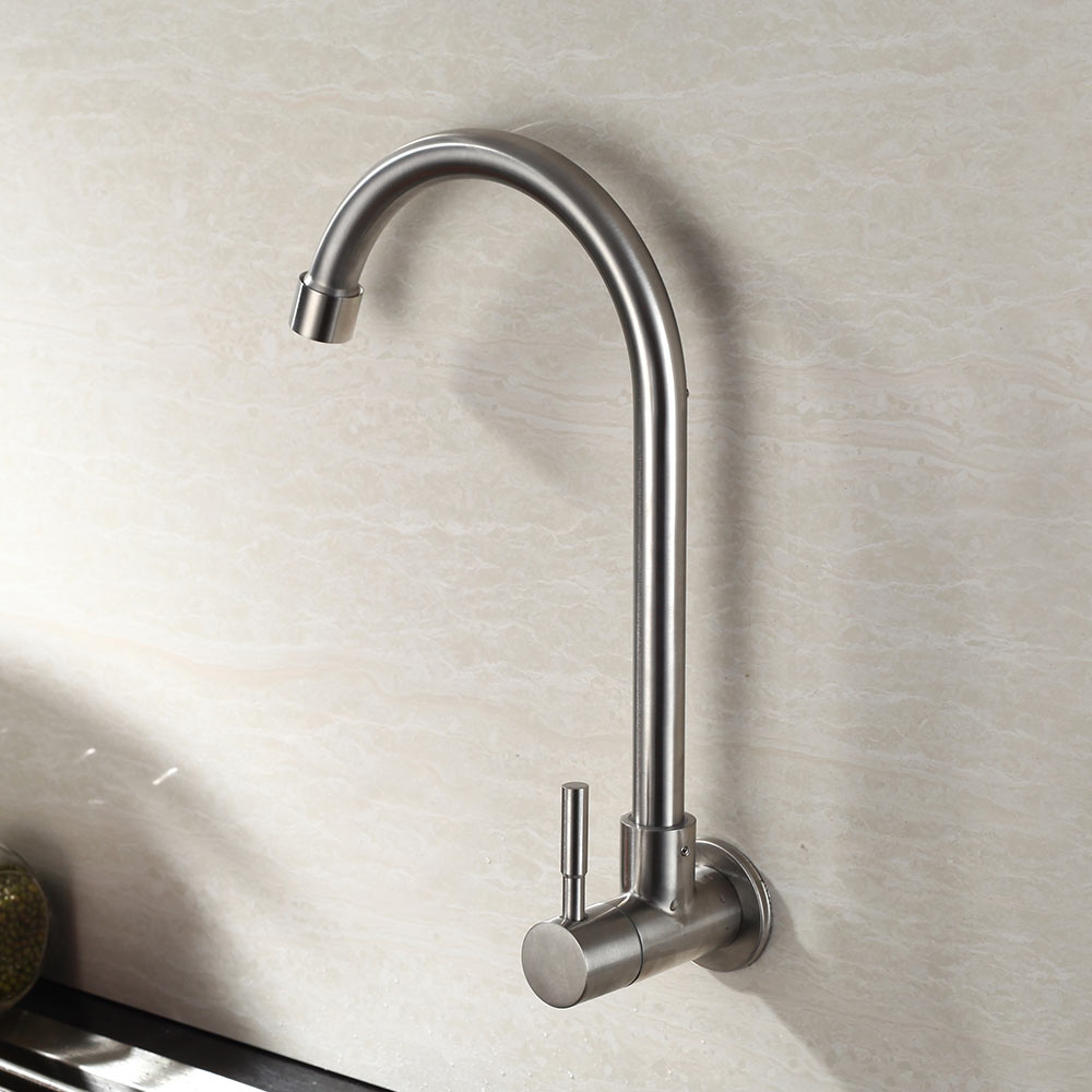 Rvs Geborsteld Enkele Koude Badkamer Baisn Kraan Wall Mounted Wc Kraan Keramische Plaat Spool Wastafelmengkraan Kraan