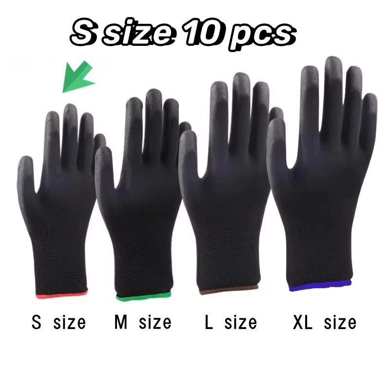 10 paar ESD-bescherming Veiligheidshandschoenen Veiligheid Werk Slijtvaste reparatiehandschoenen Palm gecoate handschoenen Timmerman Reparateurbenodigdheden: WHITE